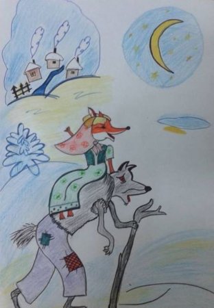 Рисование лиса и волк детские