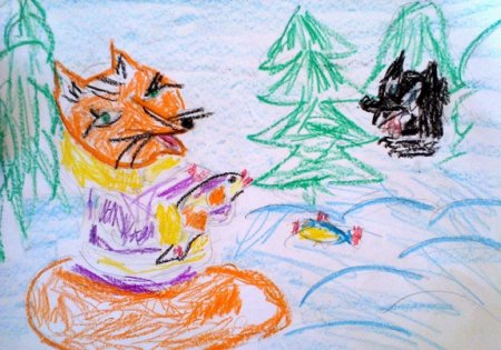 Рисунок к сказке Лисичка сестричка и серый волк