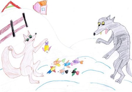 Рисунок к сказке Лисичка сестричка и серый волк