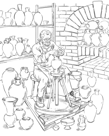 Раскраска гончарное ремесло