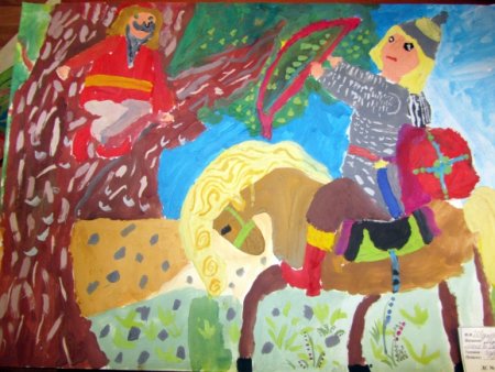 Илья Муромец и Соловей разбойник рисунок детский