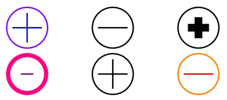 Эмблема плюс на минус