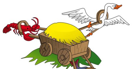 Животные тянут повозку в разные стороны басня