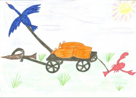 Рисунок на тему лебедь и щука