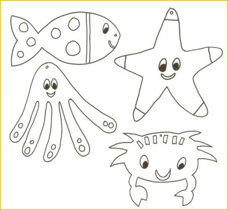 Шаблон морские обитатели для аппликации