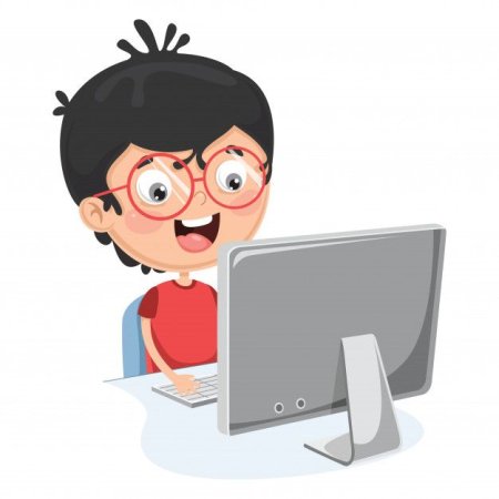 Векторные дети с компьютерами