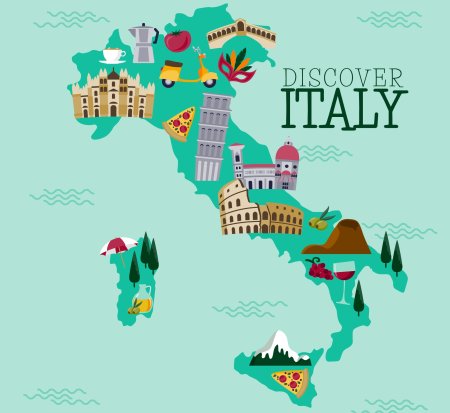 Карта Италии для детей