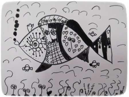 Рисование рыбки пятном