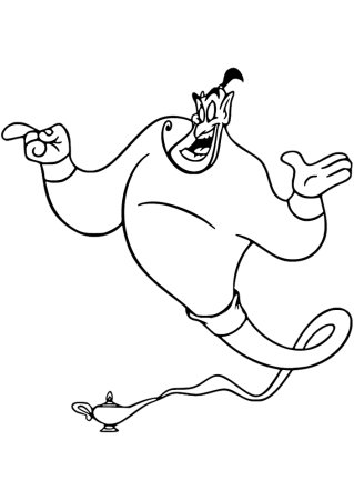 Джин из лампы раскраска