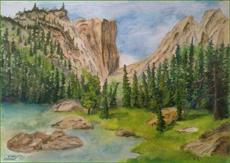 Рисование акварелью горы