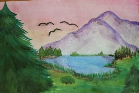 Пейзаж очень легкий для детей