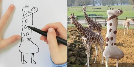 Животные нарисованные детьми в реальной жизни