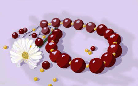 Рассыпанные красные бусы