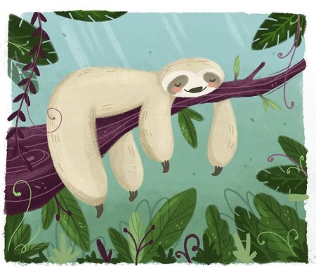 Ленивец с детьми