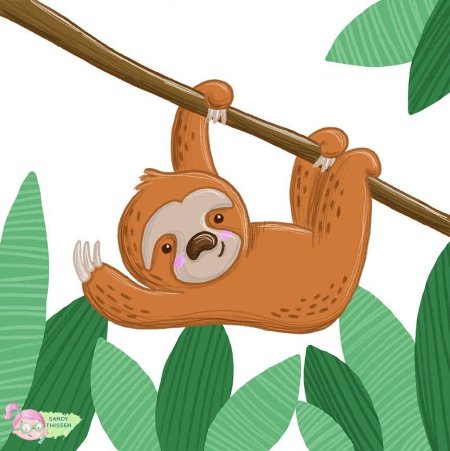 Ленивец с детьми