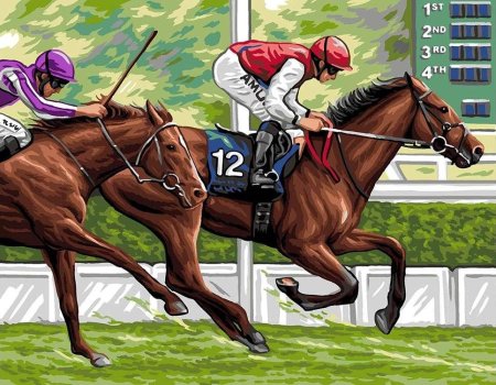 Жокей на лошади живопись