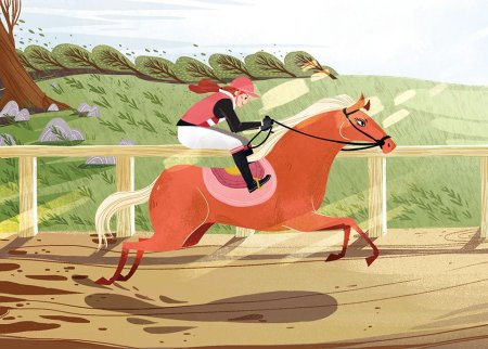 Скачки на лошадях рисунок