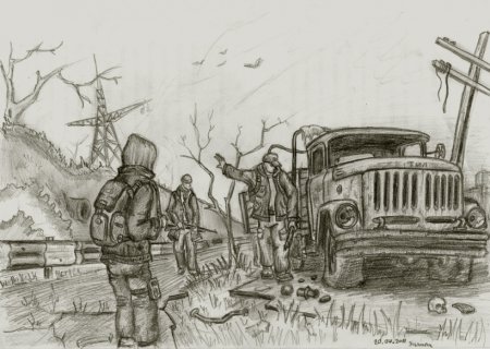 Сталкер арты карандашом