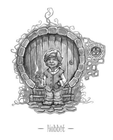 Хоббит в стиле книжная Графика