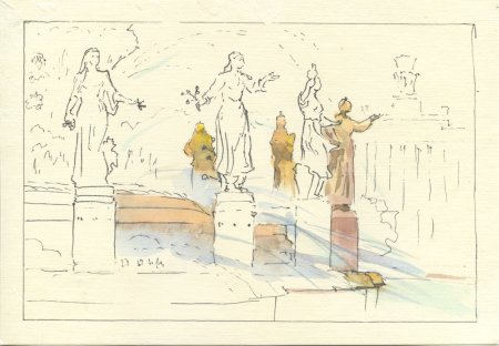 Фонтан дружбы народов на ВДНХ рисунок