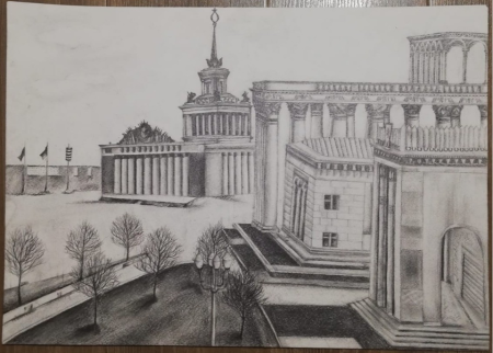 ВДНХ рисунок карандашом