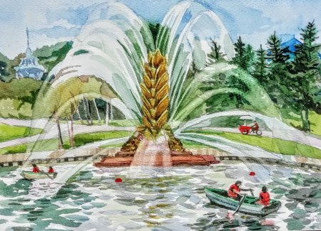 Рисунок фонтана золотой Колос