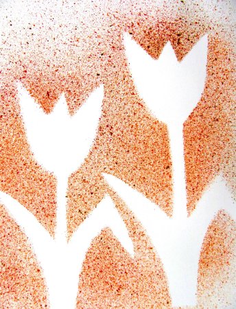 Рисование одуванчиков набрызгом