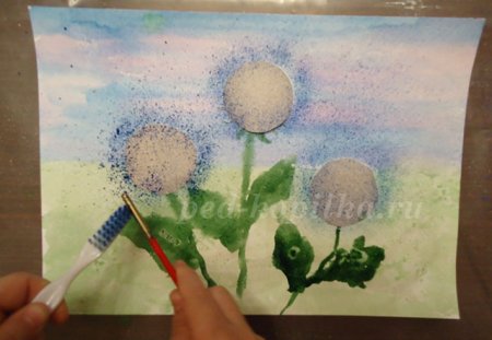 Осеннее дерево техника набрызг