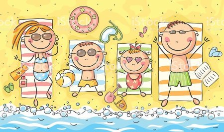 Семья на море рисунок