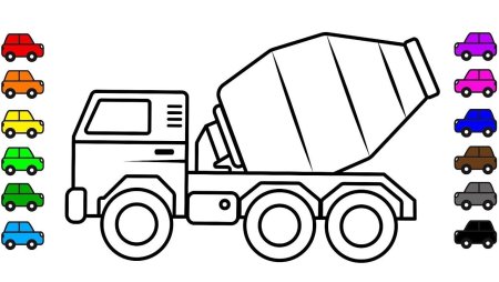 Трафарет машины для детей бетономешалка