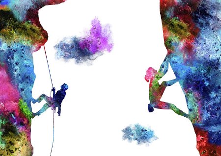 Скалолаз акварель