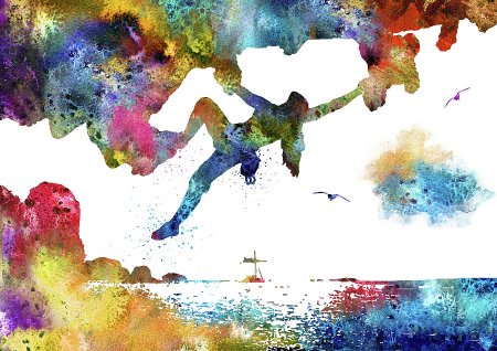 Скалолазание рисунки акварелью