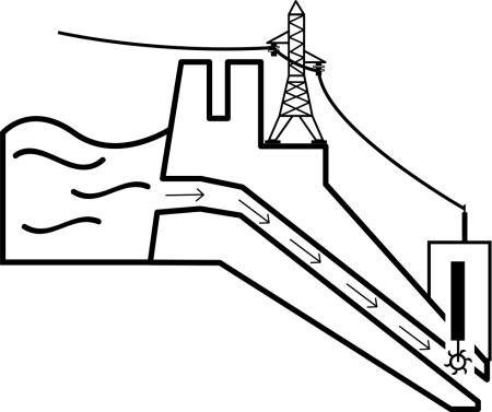 Рисунок плотины на реке