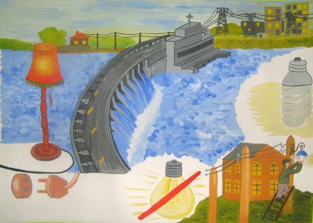 ГЭС Братск рисунок стройка