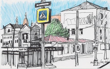 Рисунок улицы карандашом