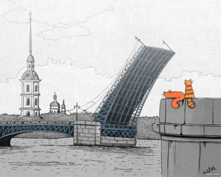 Дворцовый мост в Санкт-Петербурге рисунок