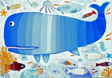 Кит гуашью для детей