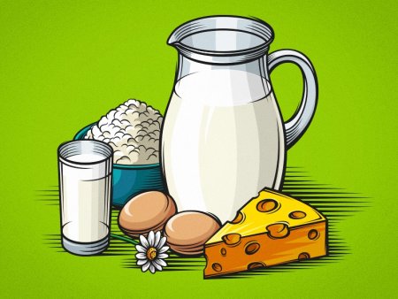 Нарисовать молочные продукты