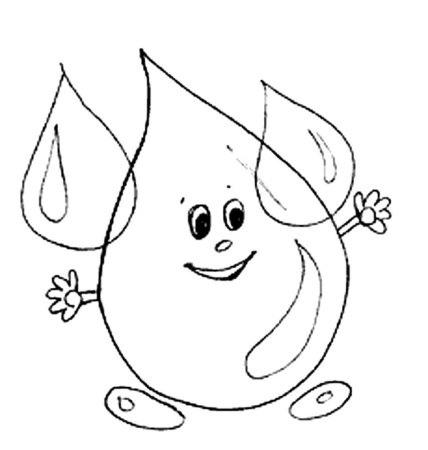 Раскраска капелька воды для детей