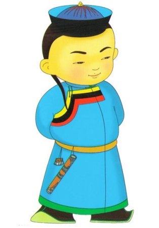 Мультяшный бурят в национальном костюме