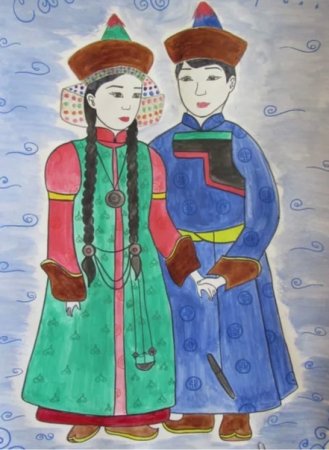 Национальная одежда бурят рисунок