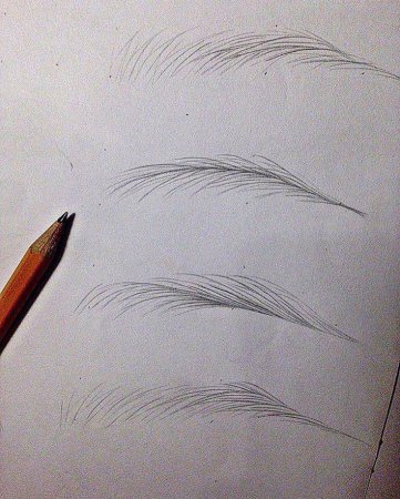 Поэтапное рисование бровей