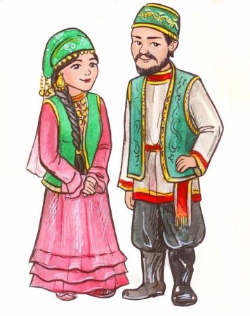 Национальный костюм Татаров рисунок