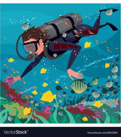 Рисование с детьми аквалангиста