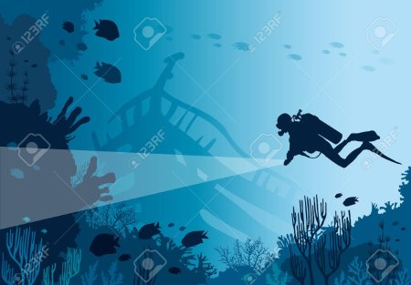 Аквалангист вектор