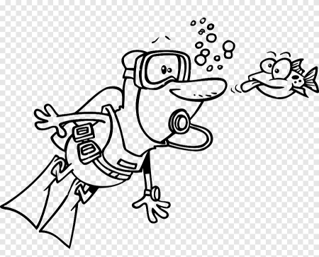 Раскраски смешные аквалангисты