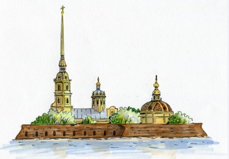 Петропавловская крепость в Санкт-Петербурге иллюстрации