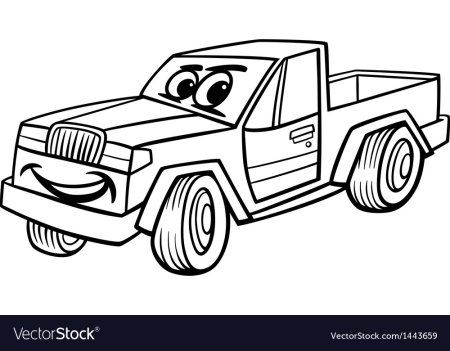 Машина пикап мультяшная раскраска