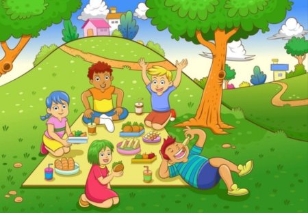 Пикник в лесу рисунок