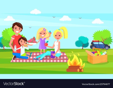 Три девочки на пикнике иллюстрации